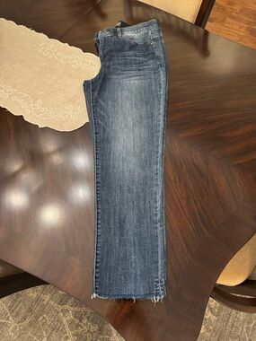 Wit & Wisdom Women's Dark Wash Jeans. Mid Rise Raw Hem Cotton Blend. Sz 10